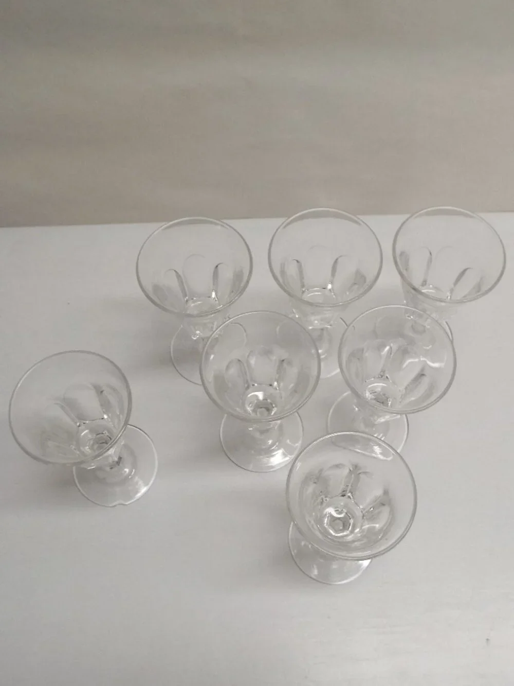 HEISEY Colonial Clear Cordial Glasses - VINTAGE 6 Undamaged and 1 Chip on Foot